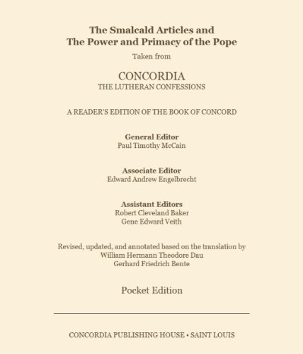 The Smalcald Articles and The Power and Primacy of the Pope (English Edition)