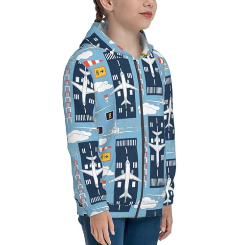 Airplanes and Aviation Signs Kid Hoodies Boys Zip Up Sweatshirts Girls Pullover with Pocket4