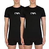 Cotton Emporio Armani Essential Monogram 2-pack T-shirt With Crew Neck, Maglietta Uomo, Nero Black Black, XL