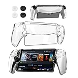 RHOTALL クリア保護ケース PlayStation Portal Remote Player用 PCハードカバーケース PSポータル用人間工学デザイン PCカバーシェル PS5ポータルアクセサリー用 滑り止めサムスティックキャップ4個付き