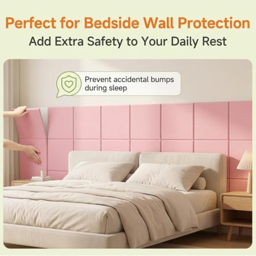 Paneles acolchados de pared anticolisión autoadhesivos de espuma para cabecero de cama infantil 5