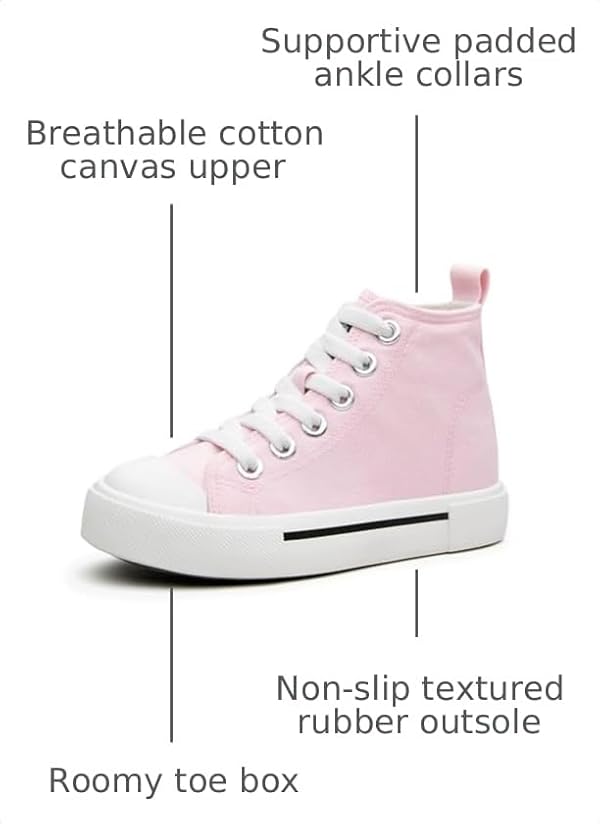 Kids High Tops Sneakers, Toddler Canvas Walking Shoes Pink 10 Toddler by UTEDA - Used condition - Image 3