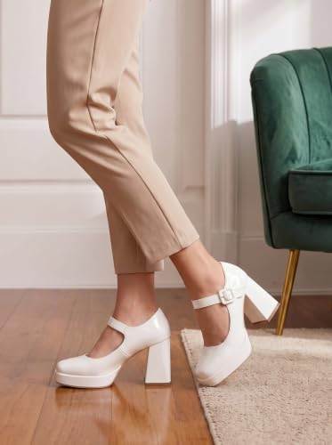 Image of Women's Mary Jane Platform Heels Chunky Block Heel Pumps
