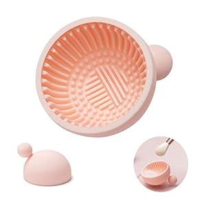 Brush Cleaning Pad，Silicone Makeup Cleaning Brush Scrubber Bowl Portable Washing Tool Cosmetic Brush Cleaner for Gir，Easy Clean