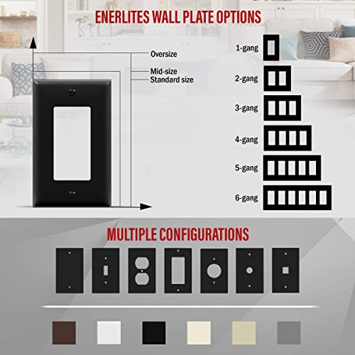 Enerlites Decorator Light Switch Or Receptacle Outlet Wall Plate, Gloss Finish, Size 1-Gang 4.50" X 2.76", Polycarbonate Thermoplastic, 8831-Bk, Black #TOP2