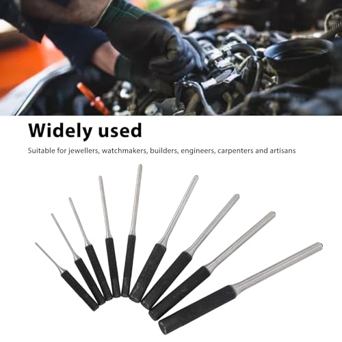 Yuecoom 9pcs Roll Pin Punch Set, Hardened Steel Removing Pin Punch Tool with Red Storage Pouch Pin Punch Repair Tool For Watch Repair Jewelry Craft