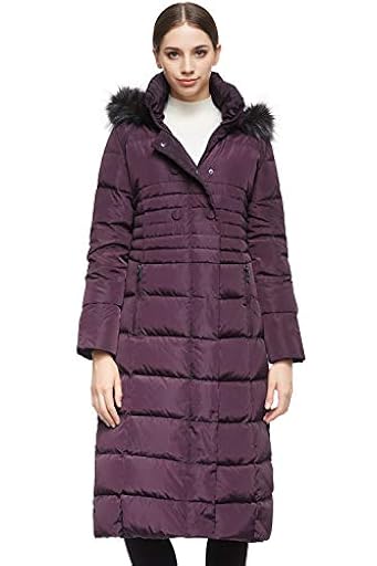 Orolay Chaqueta de Plumón para Mujer con Abrigo de Manga Raglán con Capucha de Pelo Largo Púrpura S | Ya disponible en tu tienda friki favorita! En mundofriki.es!