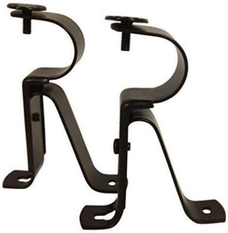 TEJATAN Soporte de barra de cortina para barras de cortina de 1 pulgada de diámetro, juego de 2 (1 par) negro (también se puede conocer como ganchos