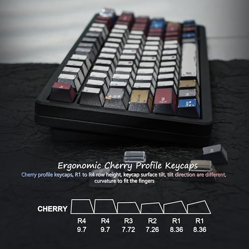 Retro Anime PBT Keycaps-Cherry Key caps, Manga Japanese Theme Keycaps 60 65 75 100 Percent, 5 Side Dye Sublimation 141 Keys Set for Cherry Gateron MX Switches Keyboards, White (Colorful) by Rainy75 - Image 5