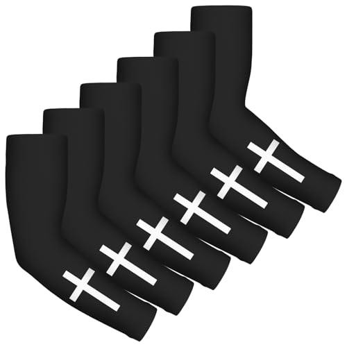 EYNDYN 6 pares de mangas de brazo con protección solar UV, mangas de compresión refrescante para cubrir los brazos para mujeres y hombres al aire libre, Negro -, Standard