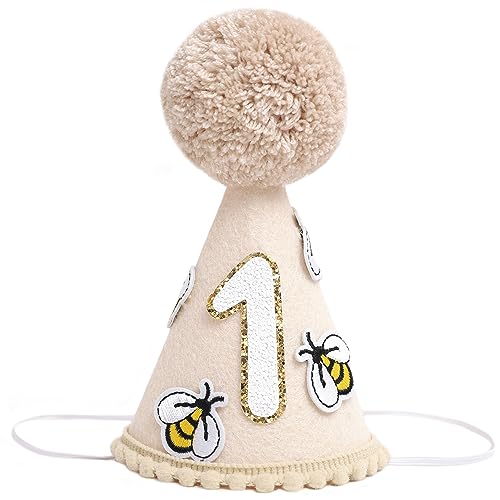 Bee-Themed First Birthday Decorations for Baby Boy - Yellow Crown, Hat, and Photo Props