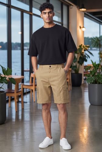 RynoGear Men's Green Twill Cotton Cargo Shorts Khaki - Image 5
