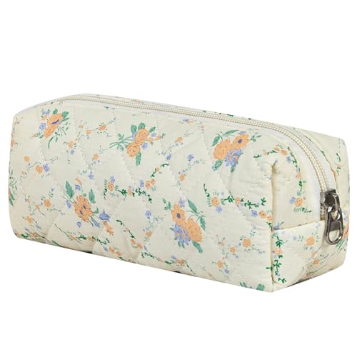Image of Carry bloom Pencil Pouch Cute Pencil Case for Girls Aesthetic Pencil Bag with Zipper Pen Cases School Supplies Makeup Bag (8 flower orange)