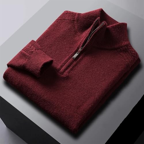 Men’S Casual Half-Zip Knit Pullover Sweater Long Sleeve Thick Pullover with Applique Details Jumper Tops4