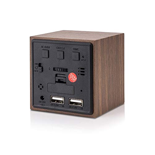 Digital Alarm Clock, Brighter Display Wooden Alarm Clocks, Led Clock For Bedroom, Small Digital Clock With Usb Led And Charger, Square Shape With Compatible Size Suitable For Bedrooms, Office-Brown #TOP2