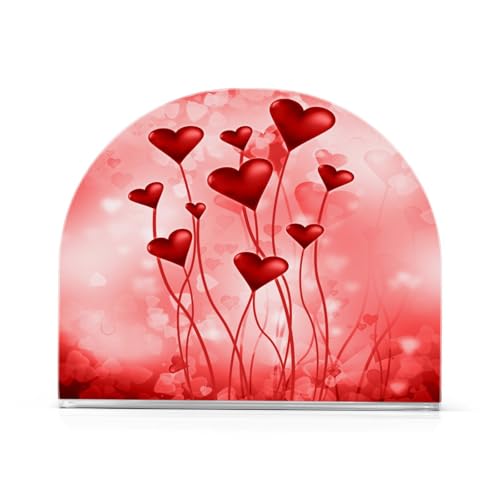 Valentines Day Pink Hearts Napkin Holder for Tables Paper Cocktail Napkin Holders for Kitchen Dinning,Acrylic Dinner Napkin Dispenser for Restaurant Home Decor Bar Accessories 1 Pack