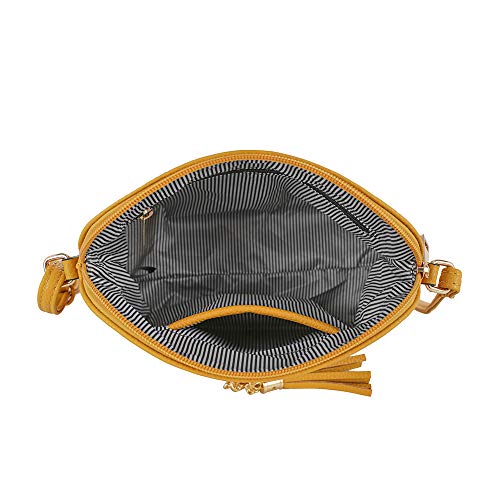 Image of SG SUGU Lunar Lightweight Medium Dome Crossbody Bag Shoulder Bag with Tassel | Zipper Pocket | Adjustable Strap