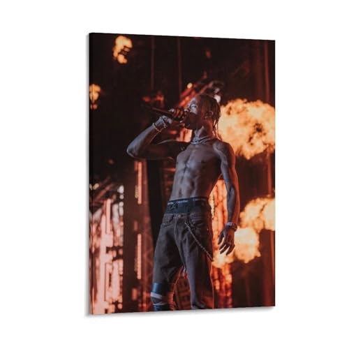 Travis Scott �g�����B�X�E�X�R�b�g �L���ȉ̎� �|�X�^�[ (23) �I�t�B�X �x�b�h���[�� �_�C�j���O���[������ �L�����o�X ��� �A�[�g�p�l��12x18inch(30x45cm)