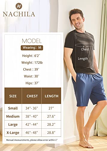 Nachila Men's Bamboo Rayon Undershirts 3 Pack Soft Comfy T-Shirts Breathable Short Sleeve Tees X-Large #TOP1