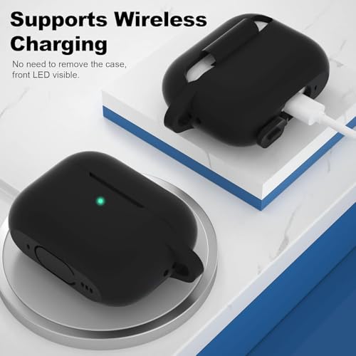 Image of EDNITA Airpods Pro 2 Case with Cleaning Pen Compatible with Airpod 2 Pro & Airpods Pro, Earphone Case Cover Keychain | Shock Ressitant Full Protection LED Visible (Black)