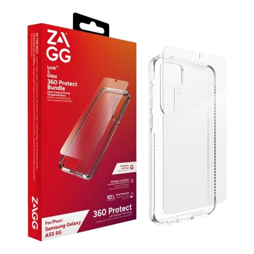 Protection écran verre trempé et coque arrière antichoc ZAGG Luxe pour Samsung Galaxy A55 5G