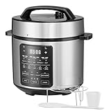 HealSmart Multi Rice Cooker 20 Cups Cooked, Non-Stick 12-in-1 Stainless Steel Electric Pressure Cooker for Yogurt Maker, Slow Cooker, Cake, Multigrain, 6QT
