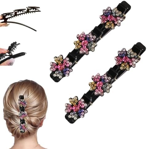 Amazon.com : STAFANIE Sparkling crystal stone braided hair clips for