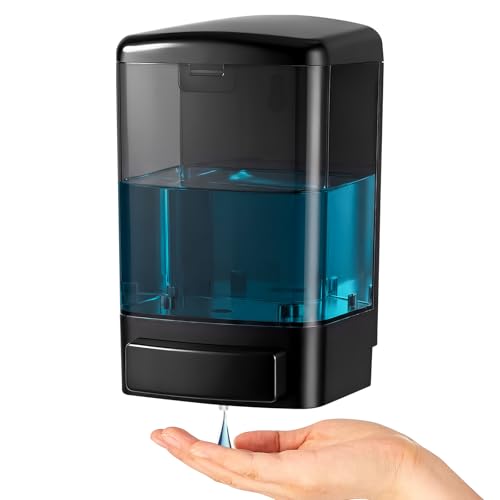 Image of Hushee 1 Pcs Plastic Wall Mounted Soap Dispenser Commercial Manual Soap Containers Wall Dispenser for Kitchen Shower Hotel Liquid Shampoo Gel Chamber (33.8 oz 1000 ml,All Black)