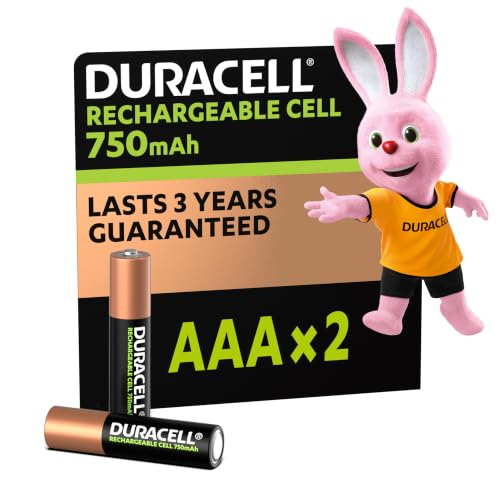 Duracell Rechargeable AAA 750mAh Batteries, 2 Pcs