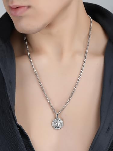 Image of Fashion Frill Chain Necklace For Men Stainless Steel Medusa Pendant Necklace Mythology Ancient Symbol Necklace Chain Pendant For Men Boys Jewellery