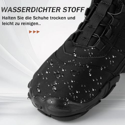ORSJA Winter Barfußschuhe Warm Gefüttert Winterschuhe für Herren Gr.42 Outdoor rutschfest Wasserdicht