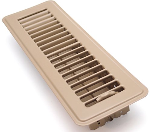 10" X 4" Floor Register With Louvered Design - Heavy Duty Rigid Floor Air Supply With Damper & Lever - Brown #TOP7