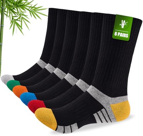 Mens Bamboo Socks, Wicking Breathable Cushioned Sports Socks for ...