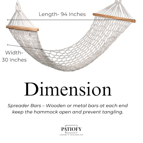 Image of Patiofy Human Size Hammock Swing /Jhula for Balcony /Swing for Balcony for Adult /Jhoola for Home /Hammock /Suitable for Indoor & Outdoor / 120Kgs Weight Bearing Capacity (Beige)