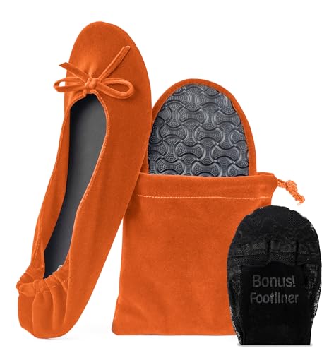 Image of Velvet Foldable Flats for Women, Portable Ballet Shoes for Travel & Events