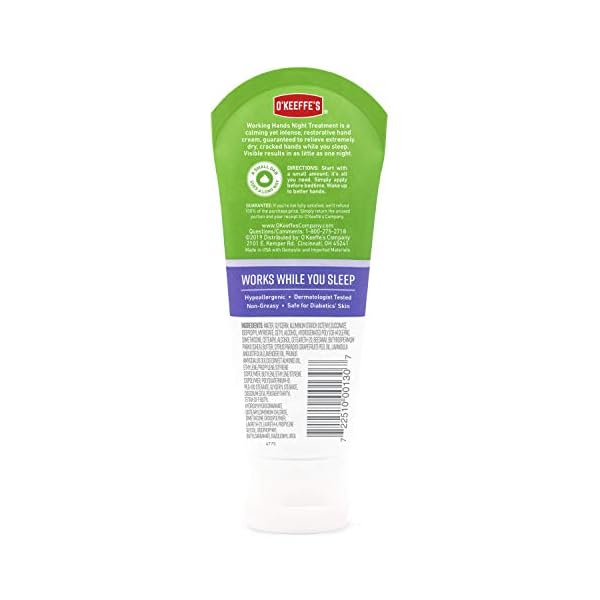OKeeffes-102965-Night-Treatment-Hand-Cream-2-Pack-White-2-Count O'Keeffe's Working Hands Night Treatment Hand Cream; 3 oz Tube; (Pack of 2)