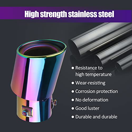 jeseny Pack-1 Car Polished Stainless Steel Exhaust Tail, 2.5\" to 3.3\" Car Exhaust Pipe Modified Tailpipe Flue Muffler, Compatible with Most Vehicles Exterior Rear Tip Pipe (Multicolored & Bending) - Thumbnail 5