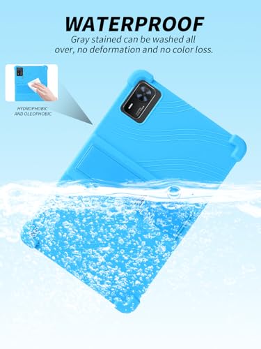Coque DOOGEE Tab E3+ bleu azur en silicone souple avec support réglable intégré - 6