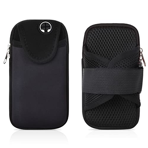 Cell Phone Armband Sweatproof Sports Running Armband with Adjustable Elastic Band & Key Holder for Phones Up To 6.8 Inches,iPhone13 12 11 Pro XR XS, Galaxy S21 Ultra S20 S10 S9 for Running, Walking, Hiking (Black)