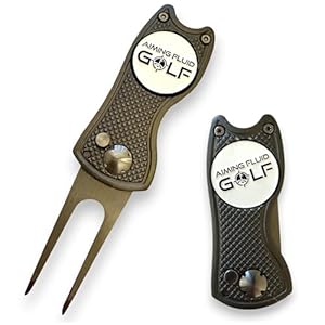 Premium 5-in-1 Golf Divot Repair Tool and Ball Marker I Groove Cleaner I Club Tee I Putting Alignment I Switchblade Design I Golf Gift I Golf Accessory