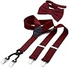 DonDon Ensemble élégant de bretelles homme larges 3,5 cm et nœud papillon fait main – Accessoire élégant pour mariage, fête, dîner veston, smoking – Rouge Bordeaux