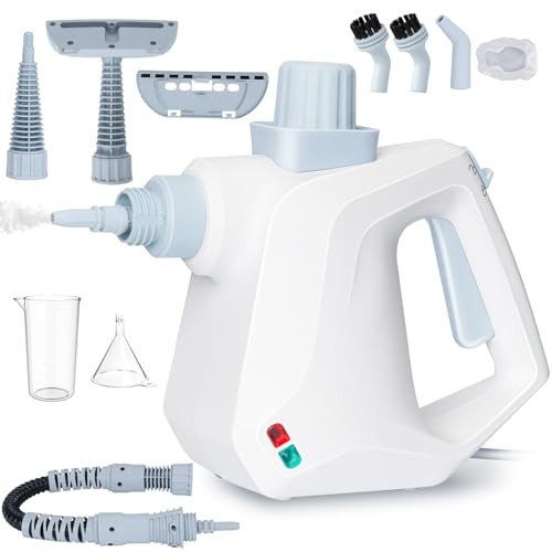 Limpiador de vapor,Vaporeta de Mano,Limpiador de Vapores Portátil de Usos Múltiples con 10 Accesorios con bloqueo de seguridad para Cocina, suelo, sofá