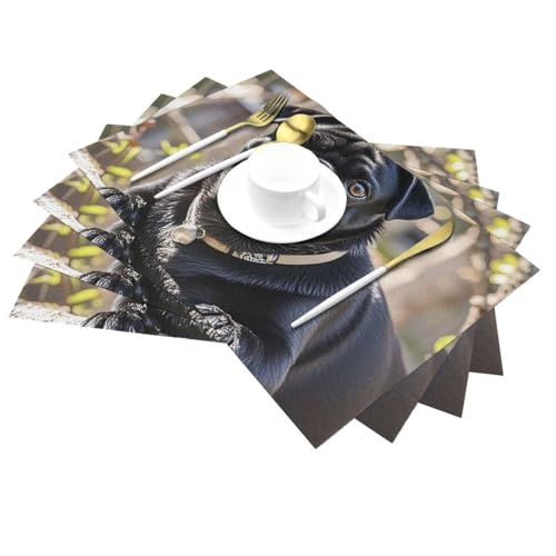 Set de table PVC carlin noir antidérapant et résistant x6 - 4