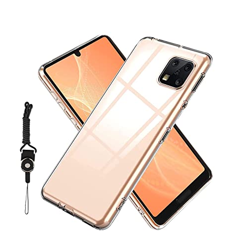 AQUOS sense4 用の ケース クリア SH-41A/Sense5G SHG03 SH-53A/Sense4 lite/Sense4 basic 用の カバー TPU 耐衝撃 持ちやすい 滑り止め すり傷防止 柔らかい 指紋防止 耐久 携帯便利 ストラップホール付属 ネックストラップ付 sense4