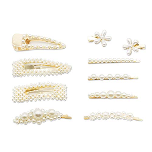 Pearl Hair Clips for Women 10 Pcs Fashion Decorative Hair Pins Bling Hair Barrette for Wedding Party