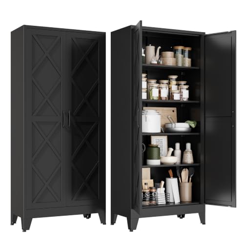 Image of Metal Storage Cabinet with Doors and Adjustable Shelves