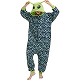 CUTTUECD Adult Alien Onesie Printed Alien Costume Halloween Christmas One-Piece Homewear Jumpsuit for Women and Men