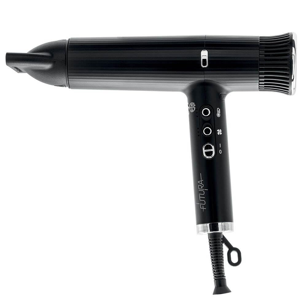 Xanitalia Futura Sèche-cheveux professionnel en céramique tourmaline 1800 W avec diffuseur, 110 000 tr/min, bouton air froid, générateur d'ions négatifs, 3 flux d'air et 3 niveaux de chauffage, bleu