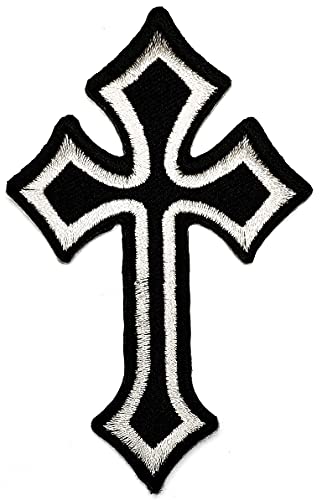Umama Patch Set Of 3 Cross Embroidered Patch Celtic Gray Cross Medieval Gothic Goth Sew Iron On Patches Clothes Dress Plant Hat Jeans Sewing Applique Diy Accessory, Mix Color, 4X2.4 Inch #TOP2