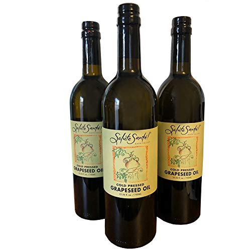 Salute Sante! Cold Pressed Grapeseed Oil (3 Pack of 750ml Glass Bottles)